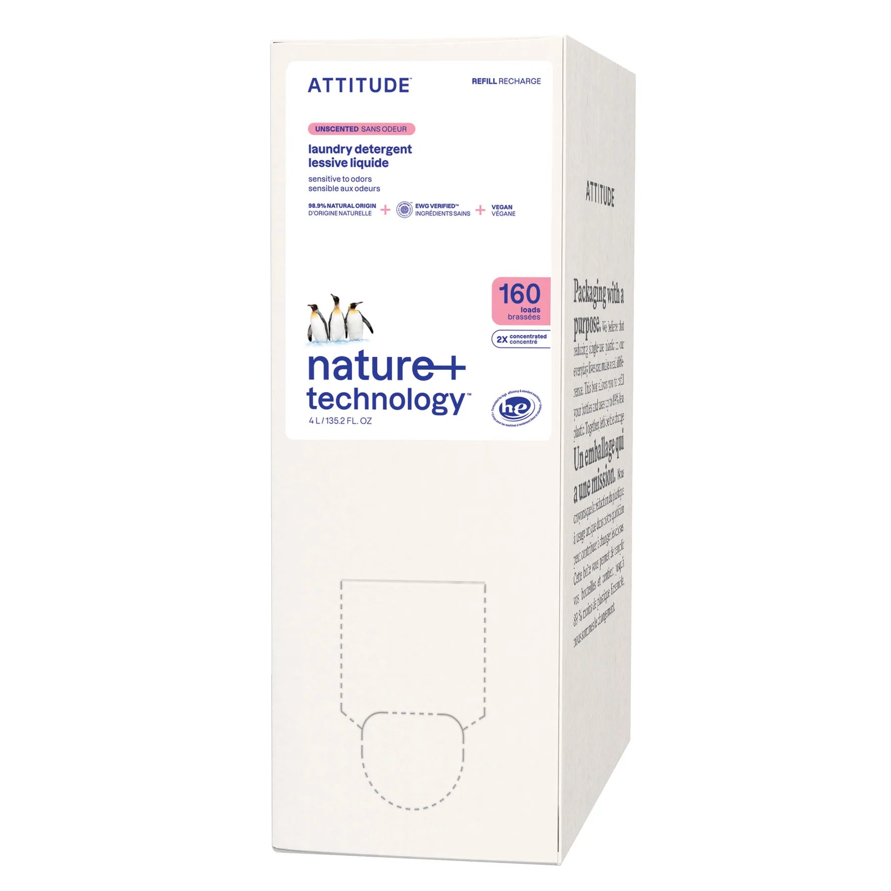 Détergent à lessive - Sans odeur - Éco-Recharge - 160 brassées