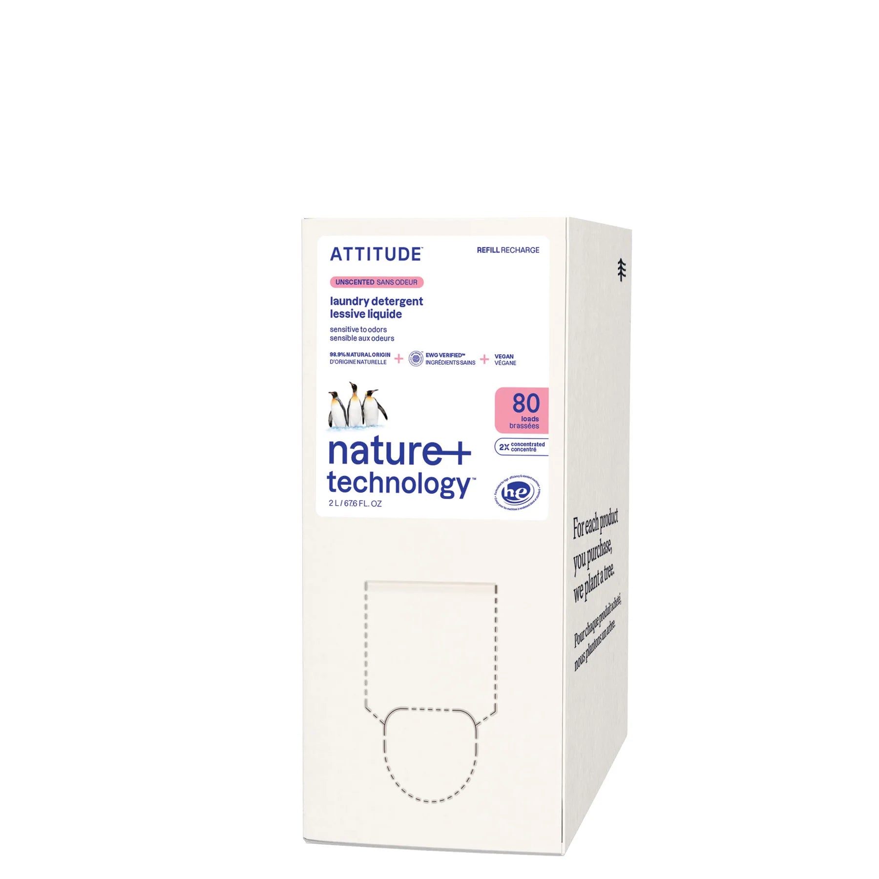 Détergent à lessive - Sans odeur - Éco-Recharge - 80 brassées