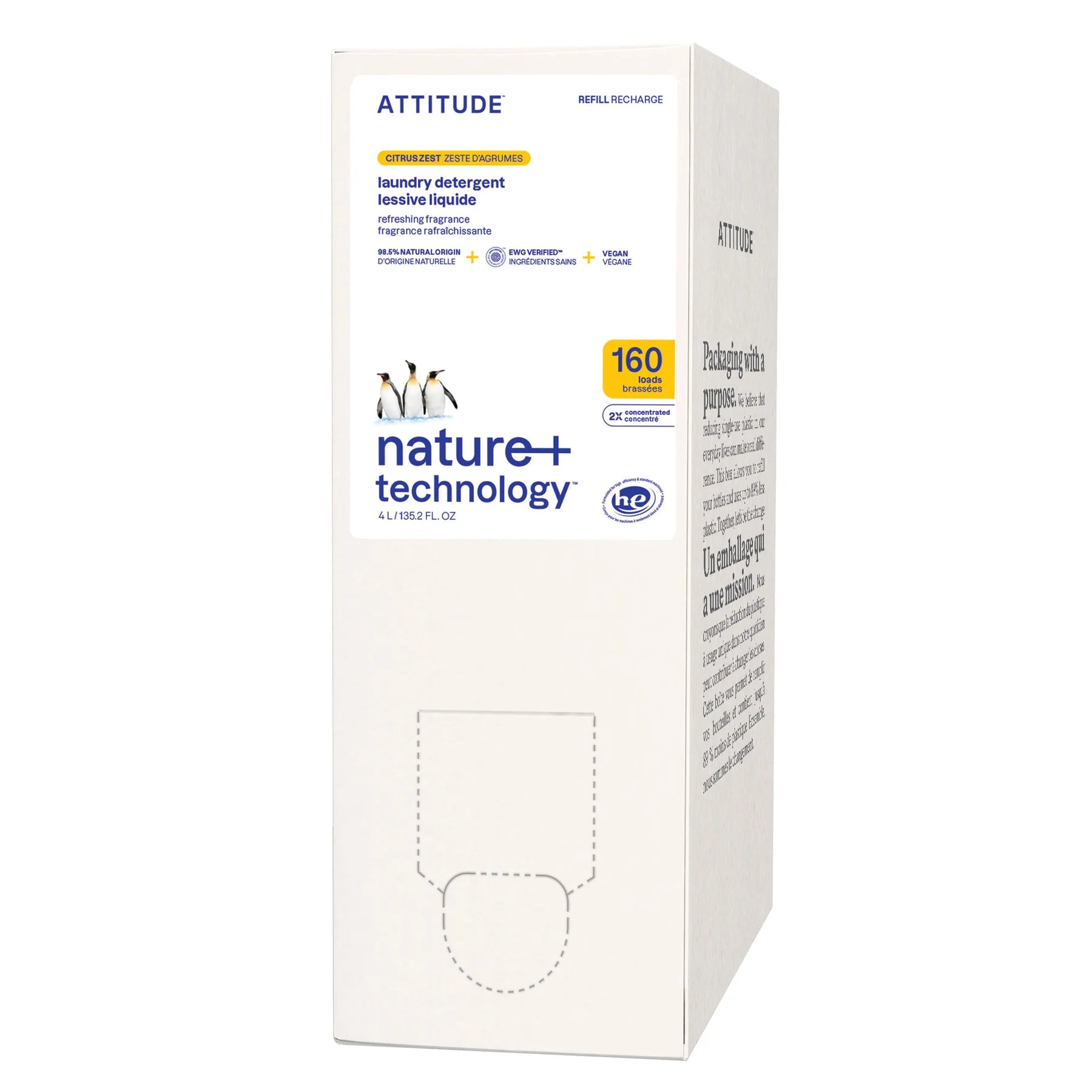 Détergent à lessive - Zeste d'agrumes - Éco-Recharge - 160 brassées