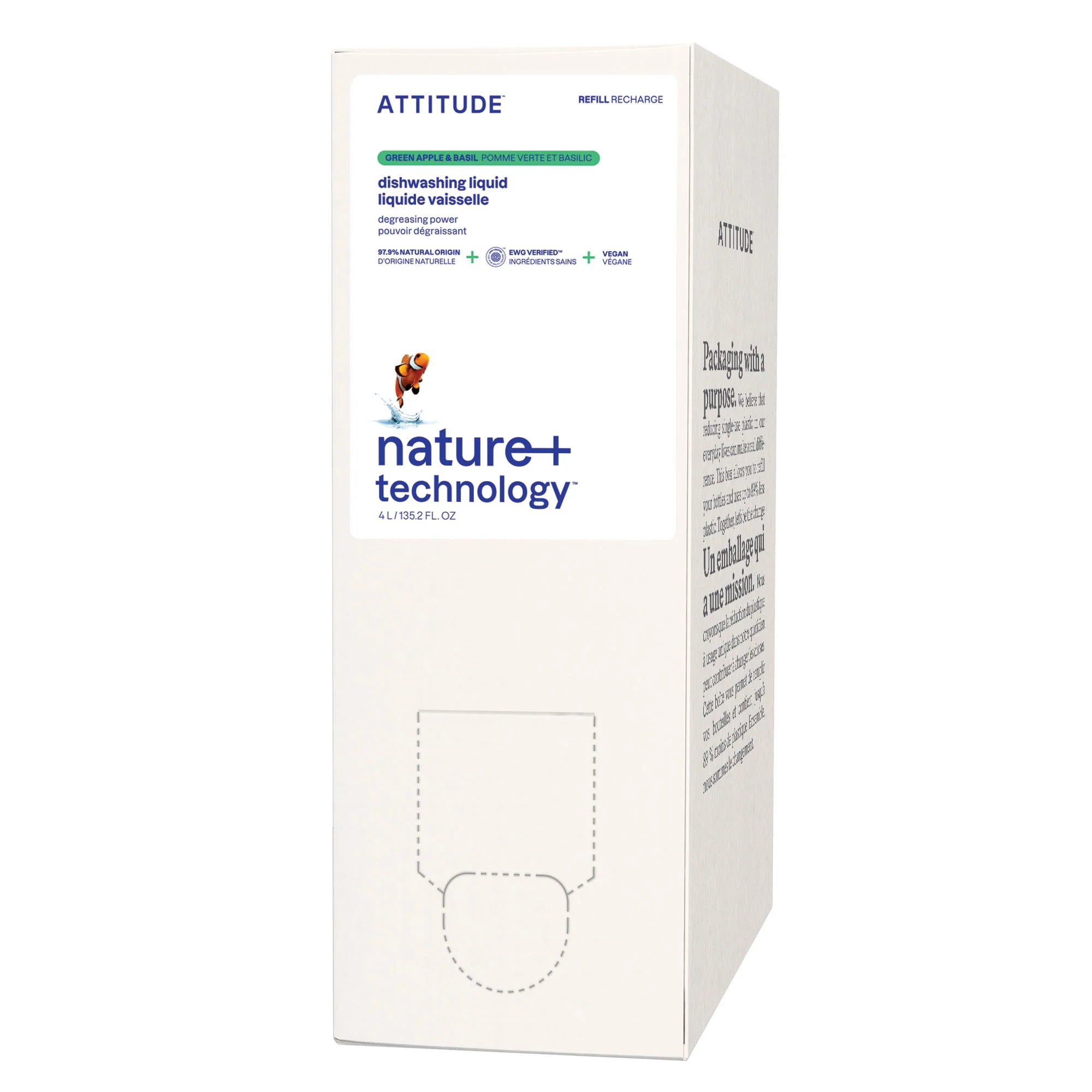 Liquide vaisselle - Pomme verte et basilic - Éco-Recharge 4 L