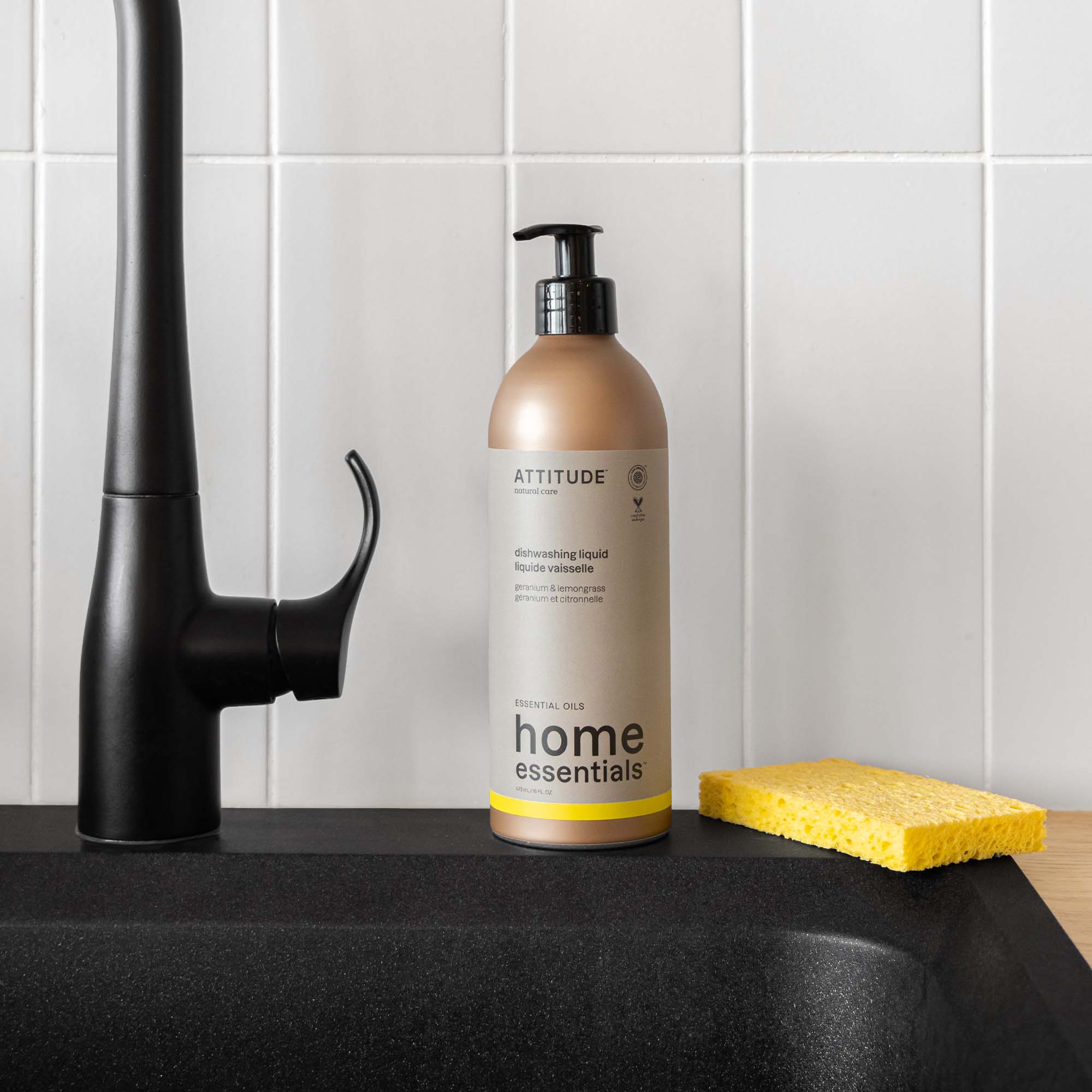 Liquide vaisselle - huiles essentielles - Géranium et citronnelle - Aluminium - 473 mL