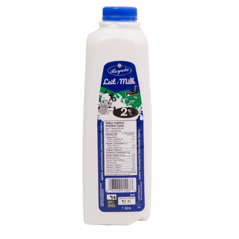 Lait 2% m.g. - Plastique - 1 L