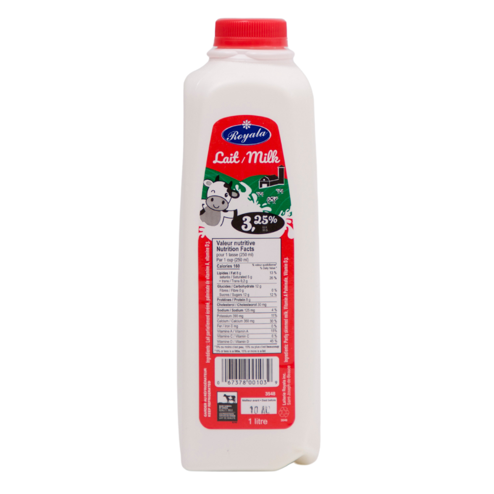 Lait 3,25% m.g. - Plastique - 1 L
