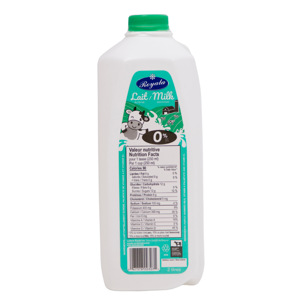 Lait 0% m.g. - Plastique - 2 L