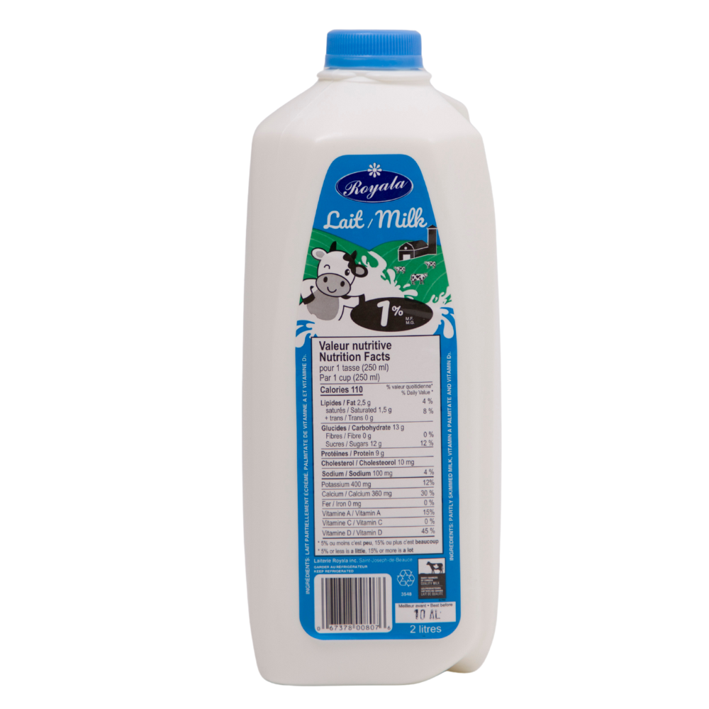Lait 1% m.g. - Plastique - 2 L