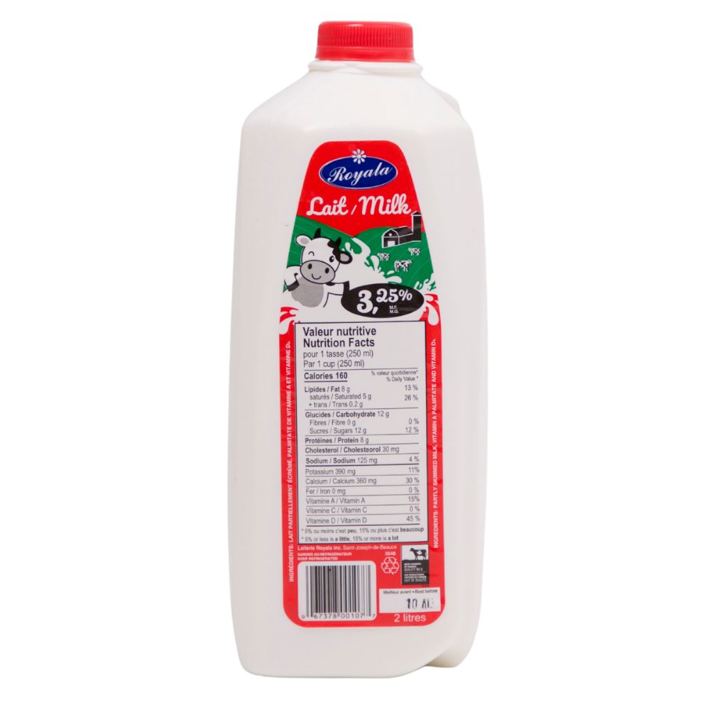 Lait 3,25% m.g. - Plastique - 2 L