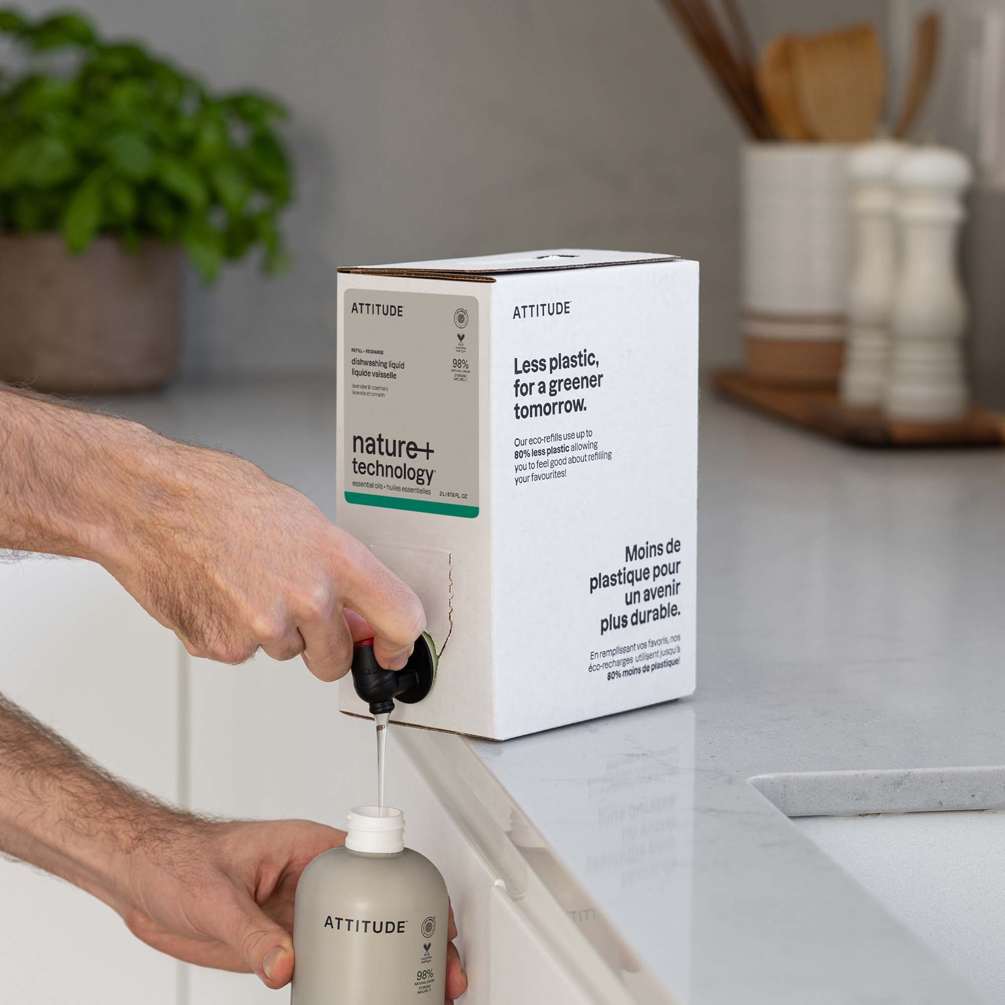 Liquide vaisselle - huiles essentielles - Lavande et romarin - Recharge - 2 L