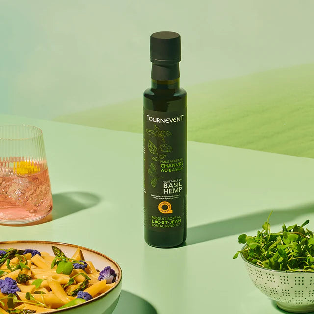 Huile vierge chanvre biologique infusée au basilic - 250 mL